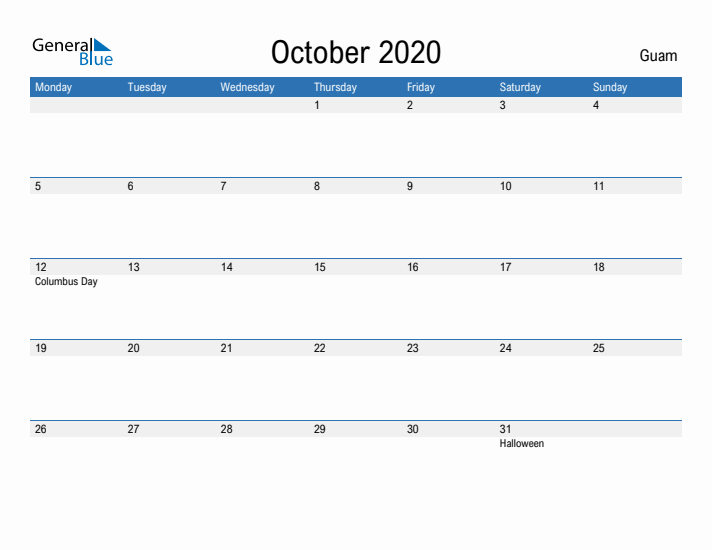 Fillable October 2020 Calendar