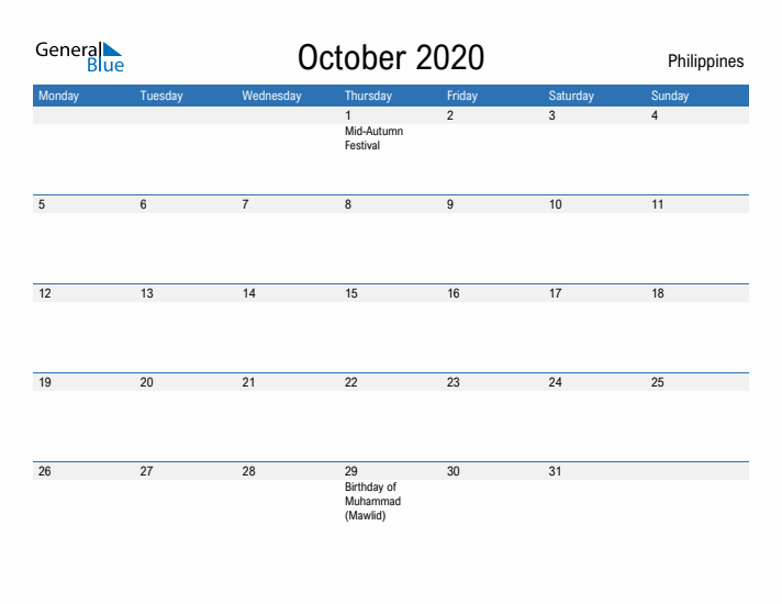 Fillable October 2020 Calendar