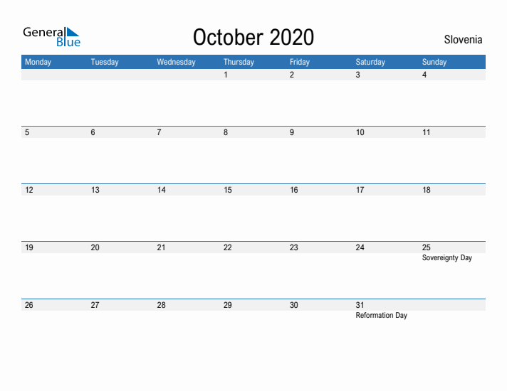 Fillable October 2020 Calendar