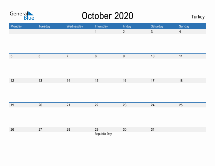 Fillable October 2020 Calendar