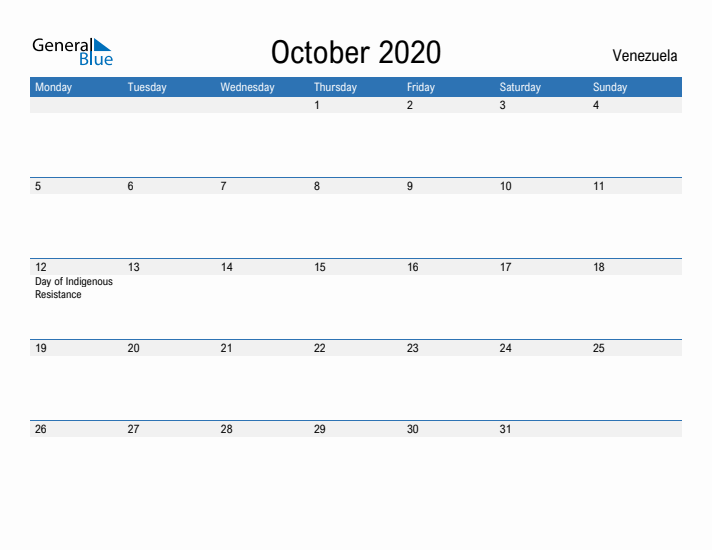 Fillable October 2020 Calendar