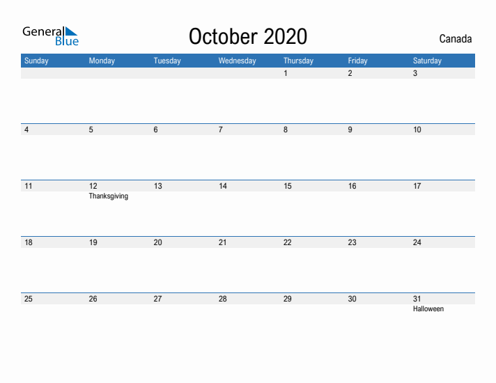 Fillable October 2020 Calendar