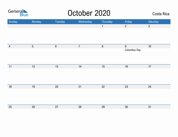 Fillable October 2020 Calendar