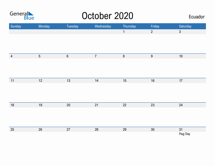 Fillable October 2020 Calendar