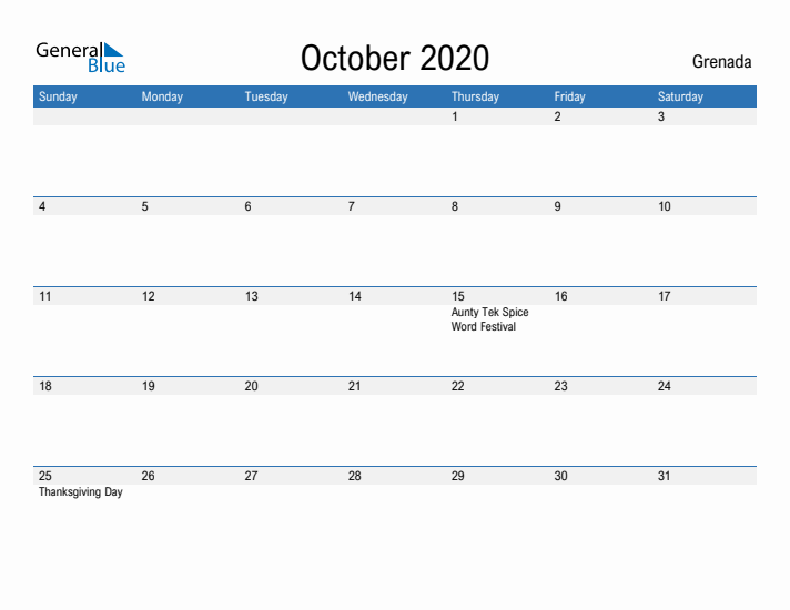 Fillable October 2020 Calendar