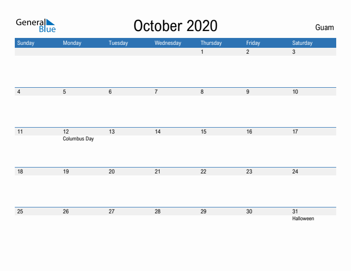 Fillable October 2020 Calendar