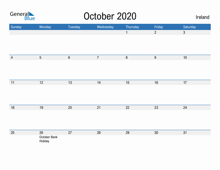 Fillable October 2020 Calendar