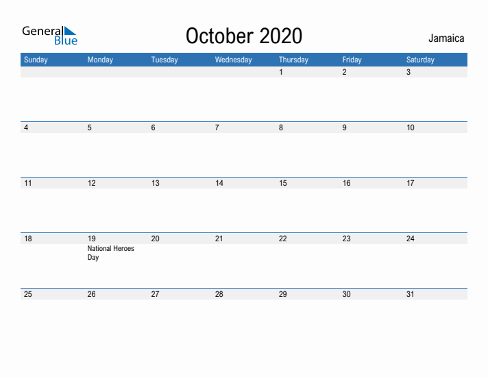 Fillable October 2020 Calendar