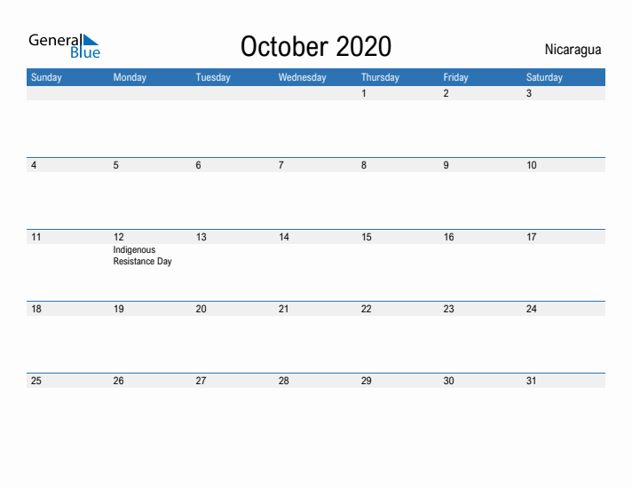 Fillable October 2020 Calendar