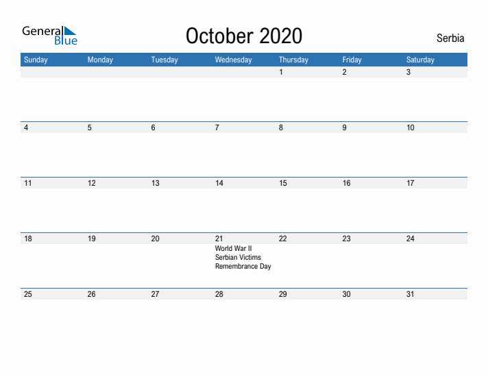 Fillable October 2020 Calendar