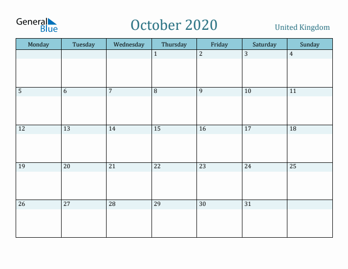 October 2020 Calendar with Holidays