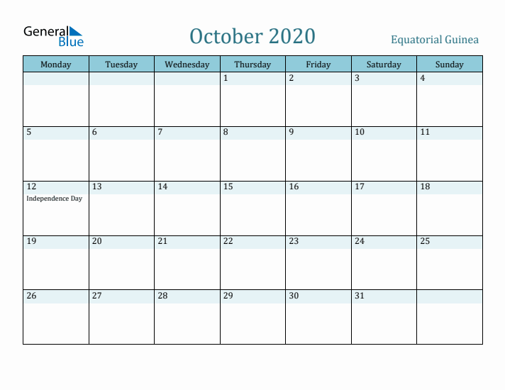 October 2020 Calendar with Holidays