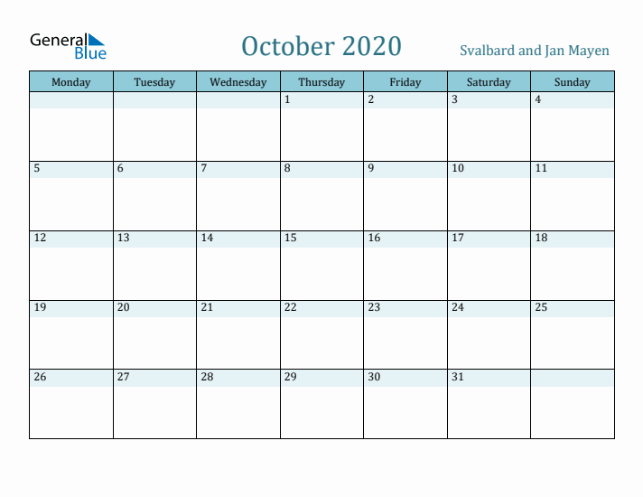 October 2020 Calendar with Holidays