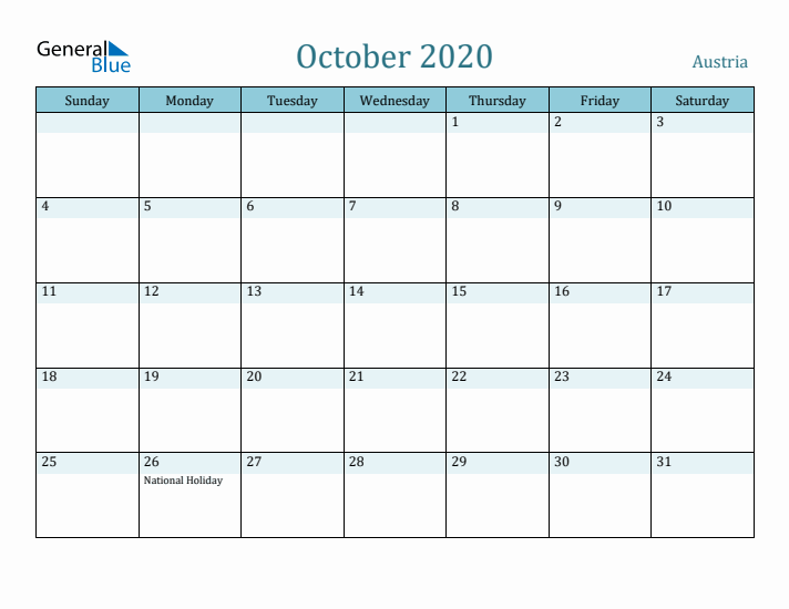 October 2020 Calendar with Holidays