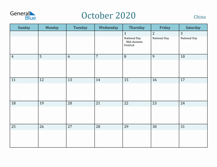 October 2020 Calendar with Holidays