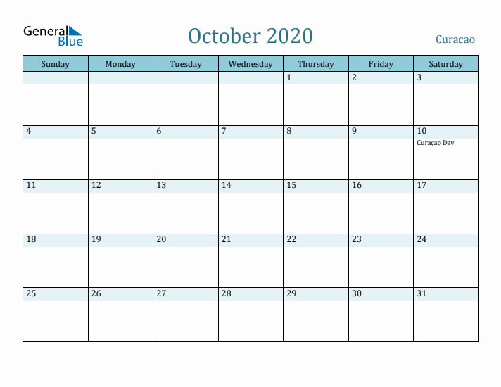 October 2020 Calendar with Holidays