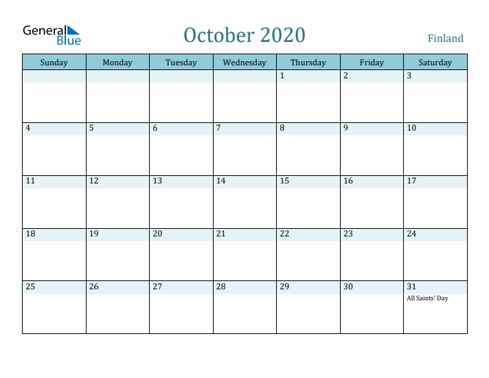 October 2020 Calendar with Holidays