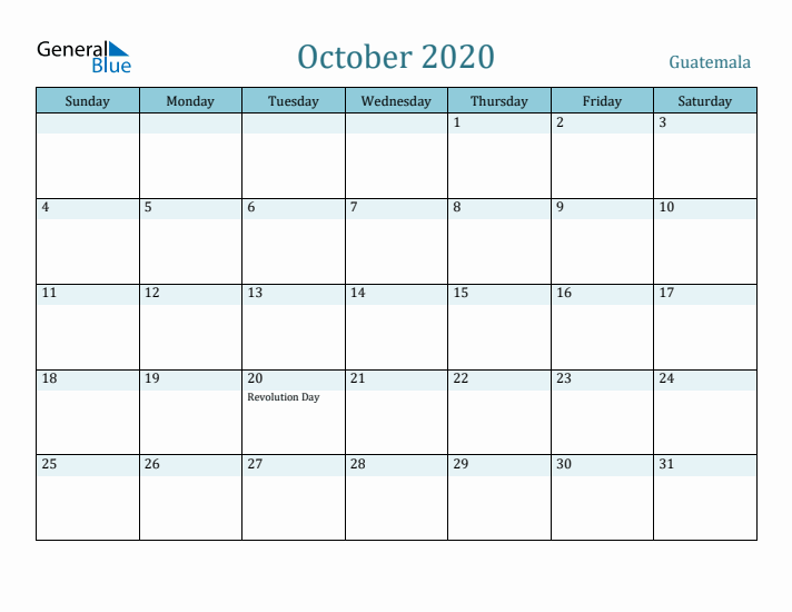 October 2020 Calendar with Holidays