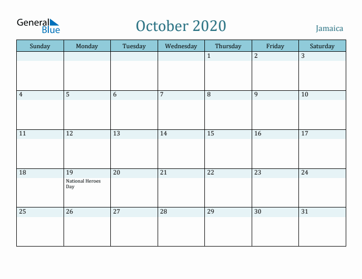 October 2020 Calendar with Holidays