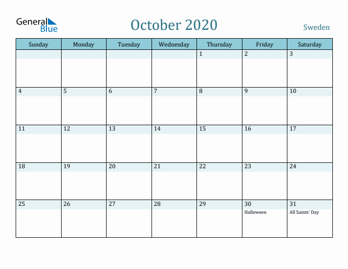 October 2020 Calendar with Holidays