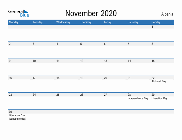 Fillable November 2020 Calendar