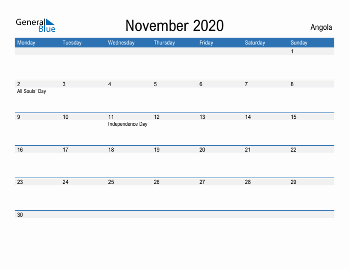 Fillable November 2020 Calendar