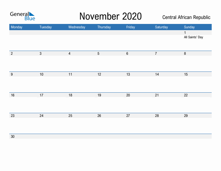 Fillable November 2020 Calendar