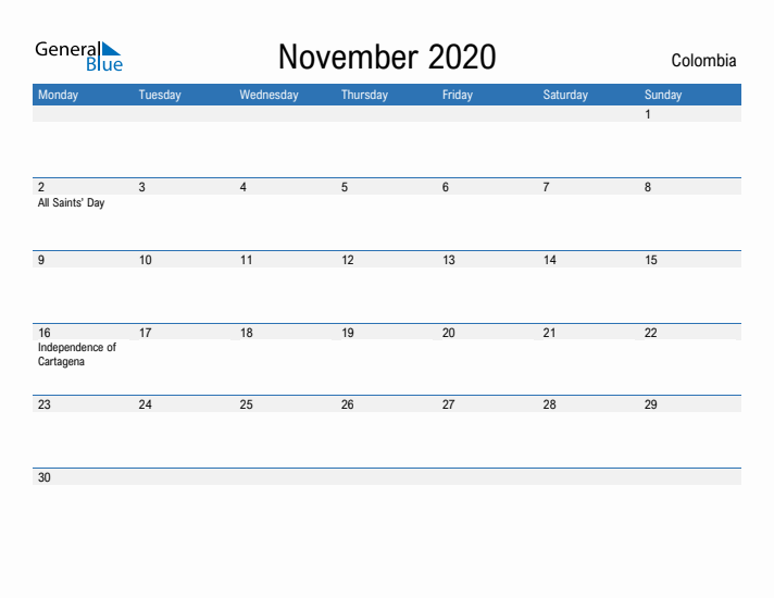 Fillable November 2020 Calendar