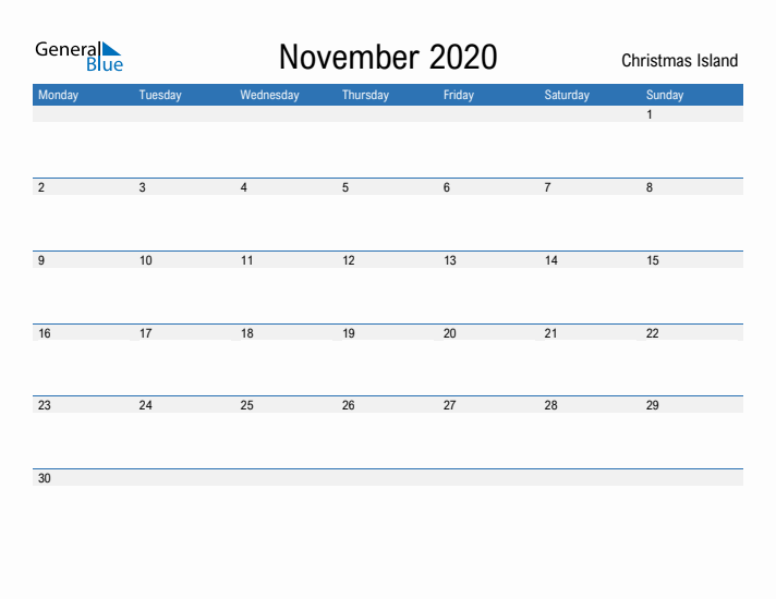 Fillable November 2020 Calendar