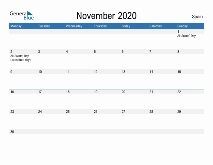 Fillable November 2020 Calendar