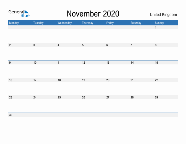 Fillable November 2020 Calendar