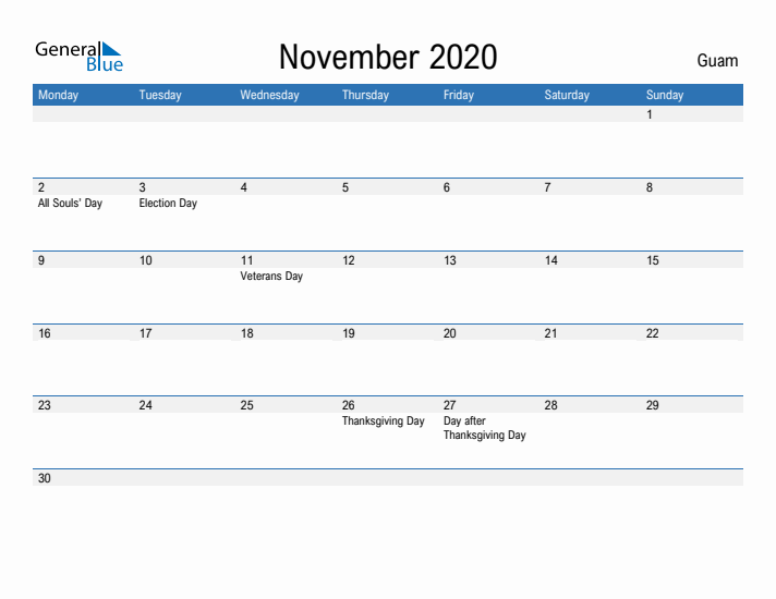 Fillable November 2020 Calendar