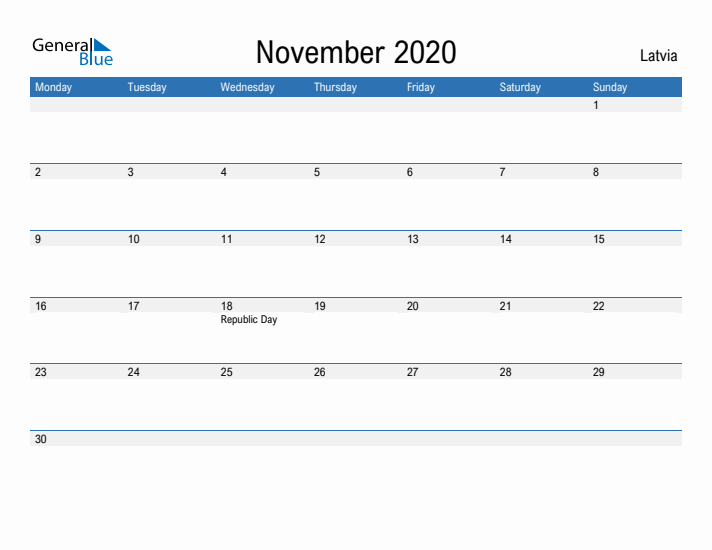 Fillable November 2020 Calendar