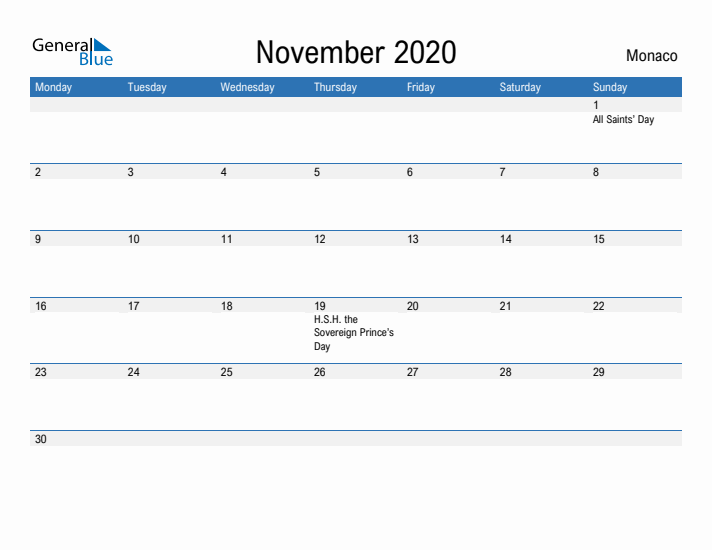 Fillable November 2020 Calendar