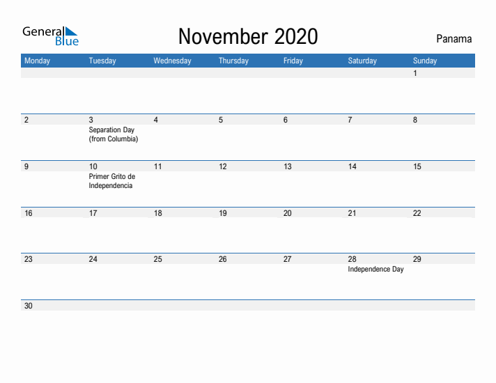 Fillable November 2020 Calendar