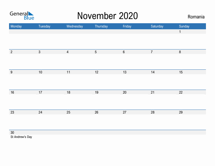 Fillable November 2020 Calendar