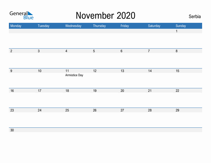 Fillable November 2020 Calendar