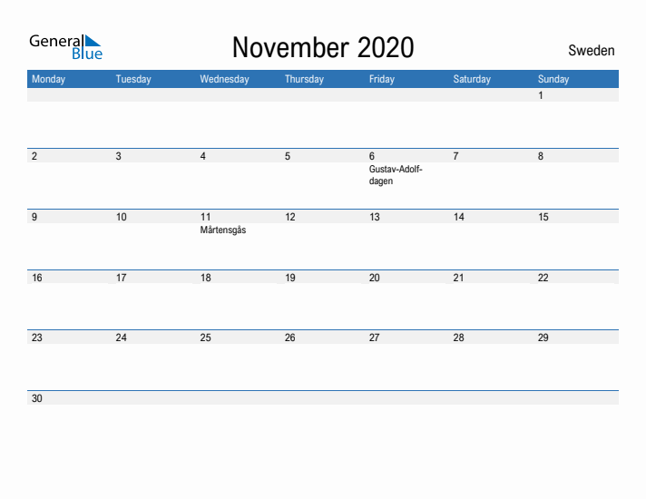 Fillable November 2020 Calendar