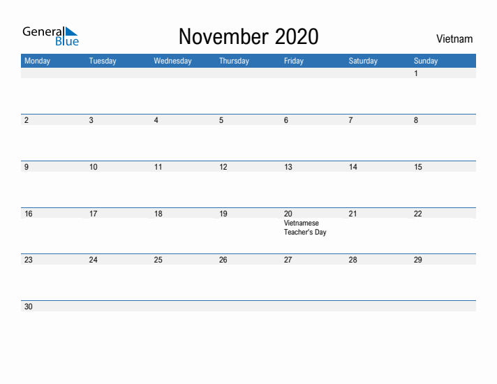 Fillable November 2020 Calendar