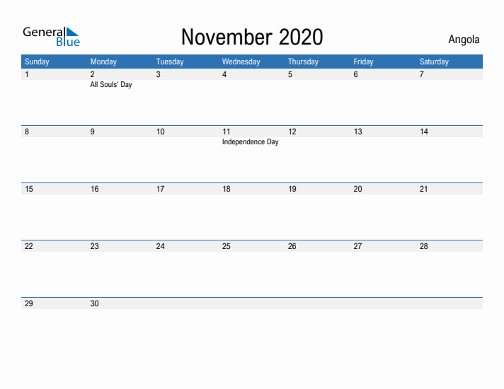 Fillable November 2020 Calendar