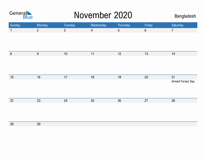 Fillable November 2020 Calendar