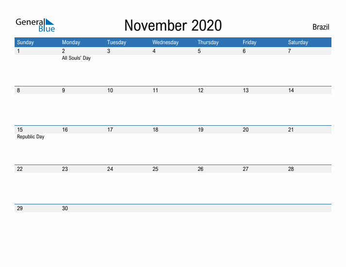 Fillable November 2020 Calendar