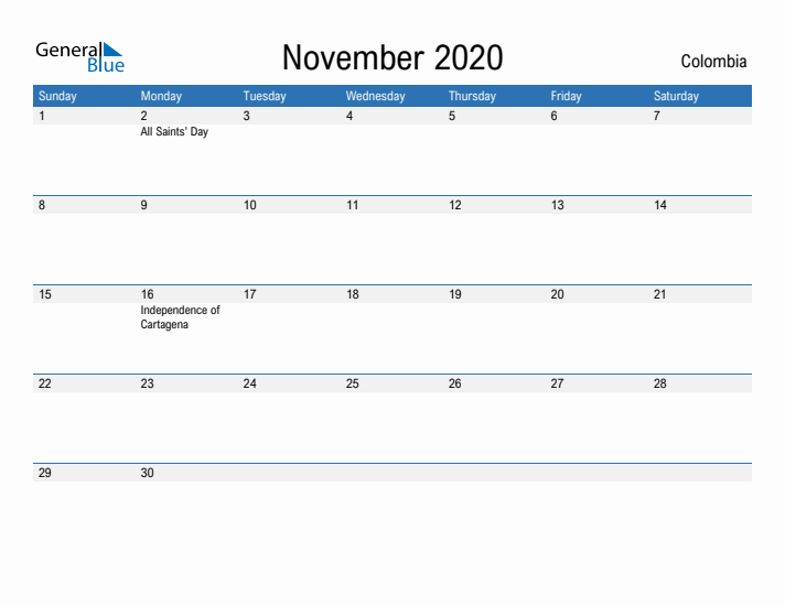 Fillable November 2020 Calendar