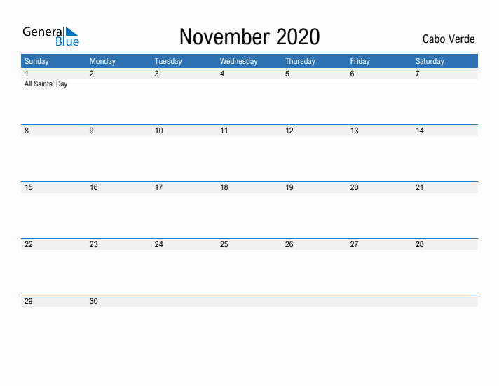 Fillable November 2020 Calendar