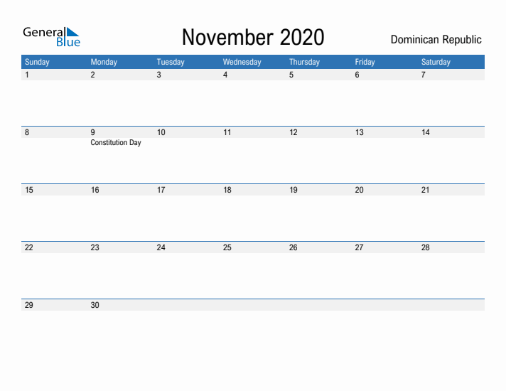 Fillable November 2020 Calendar