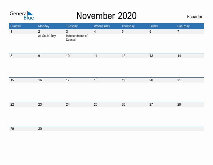 Fillable November 2020 Calendar