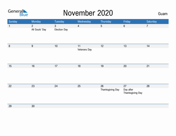 Fillable November 2020 Calendar