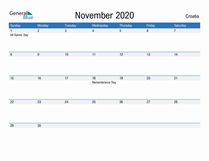 Fillable November 2020 Calendar