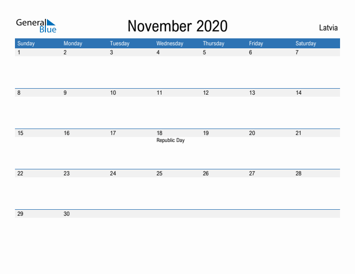 Fillable November 2020 Calendar