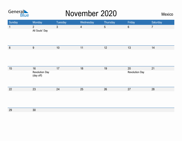 Fillable November 2020 Calendar